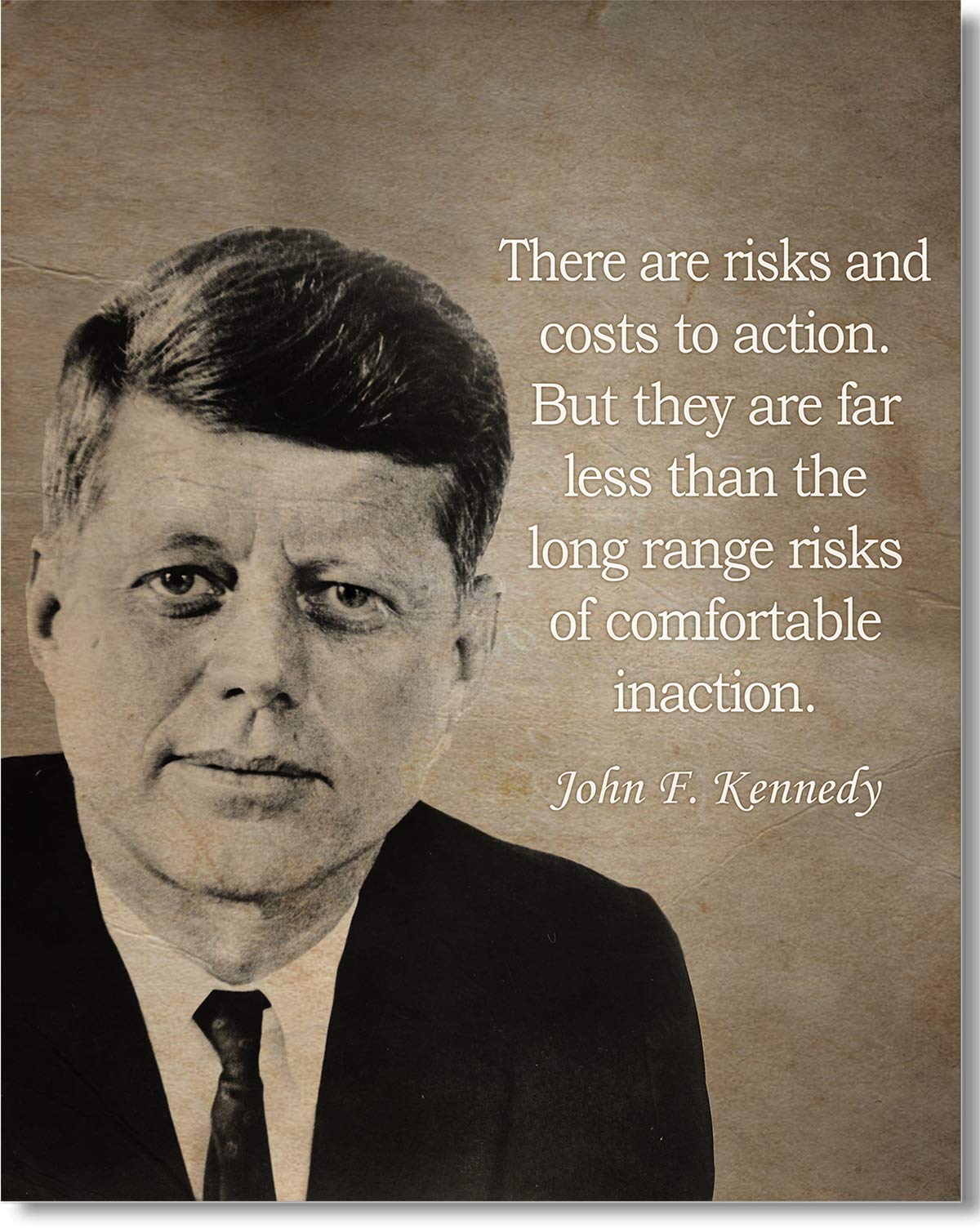 Govivo John F. Kennedy Historic Quote - Wall Art Decor - Unframed 16x20 Inch Poster - Great Inspirational Gift - Motivational Print - American Patriotic President