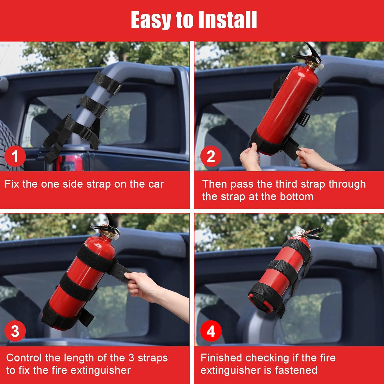 Luxiv Fire Extinguisher Mount Holder for Jeep, 3rd Party Accessory for Jeep Wrangler Fire Extinguisher Holder Roll Bar Strap for Jeep Wrangler CJ, YJ, TJ, LJ, JK, JKU, JL, JLU