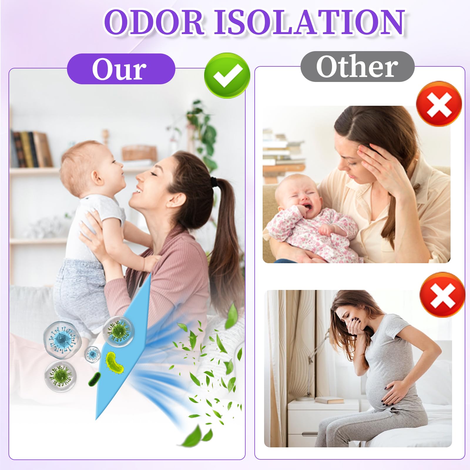 SI SEN 20 cartuchos de recambio para cubos de pañales, 4,5 m, resistente a roturas y a los olores, compatible con todos los cubos de pañales y cubos de basura para gatos (morado)