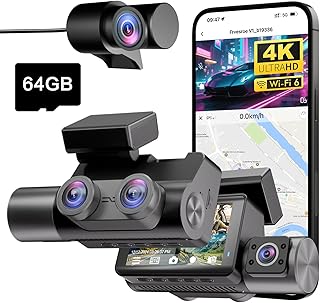Câmaras para carro Dashcam 4K 3 Canales para carro, Cámara carro Interior y Trasera con