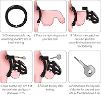 Vista 2 de Jaula de silicona para pene, dispositivo de castidad para ejercicio de pene masculino (negro, A122)