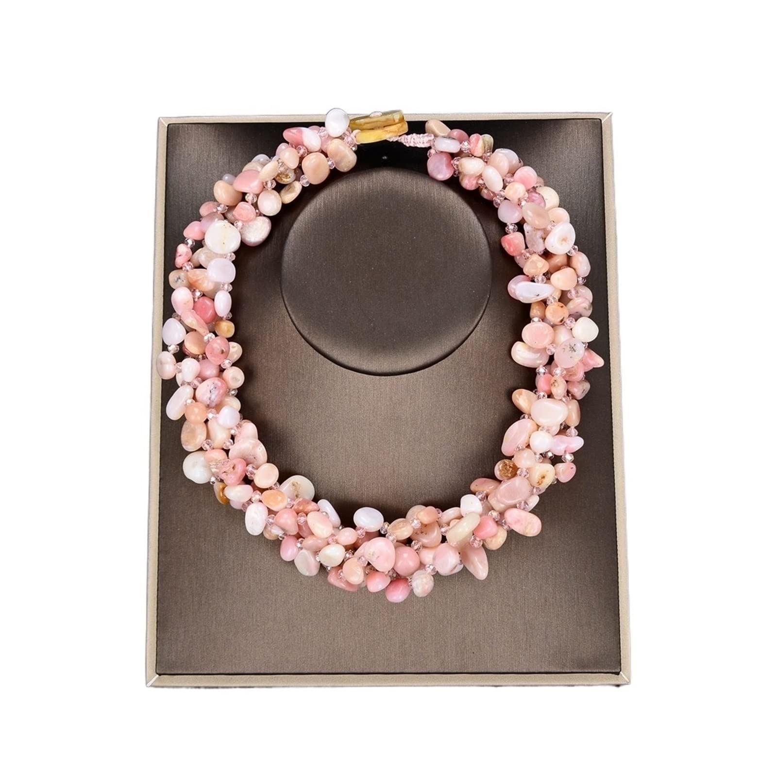 Gioielli 20 pollici 5 fili collana di cristallo opale rosa soddisfare Collane da donna