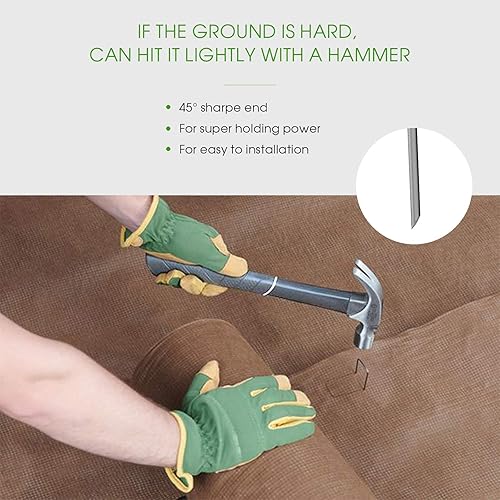 Miniatura 3 de Estacas galvanizadas de 6 pulgadas, 25, 50, 100 unidades, resistentes al óxido, pasadores de paisaje en forma de U para tela segura para césped (25,