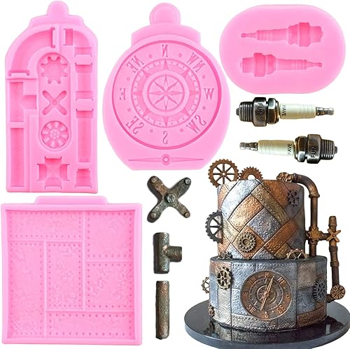 MYPRACS Moldes de silicona con brújula de tubo de agua oxidado molde de metal remachado para decoración de pasteles decoración de cupcakes caramelo