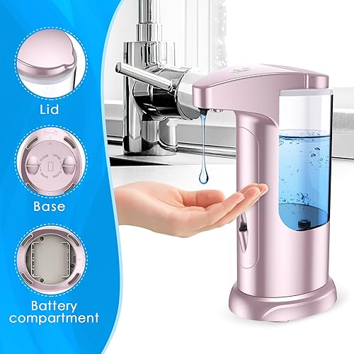 Miniatura 2 de Dispensador de jabón automático sin contacto de 12.5 onzas, dispensador automático de jabón líquido para manos, funciona con pilas, volumen