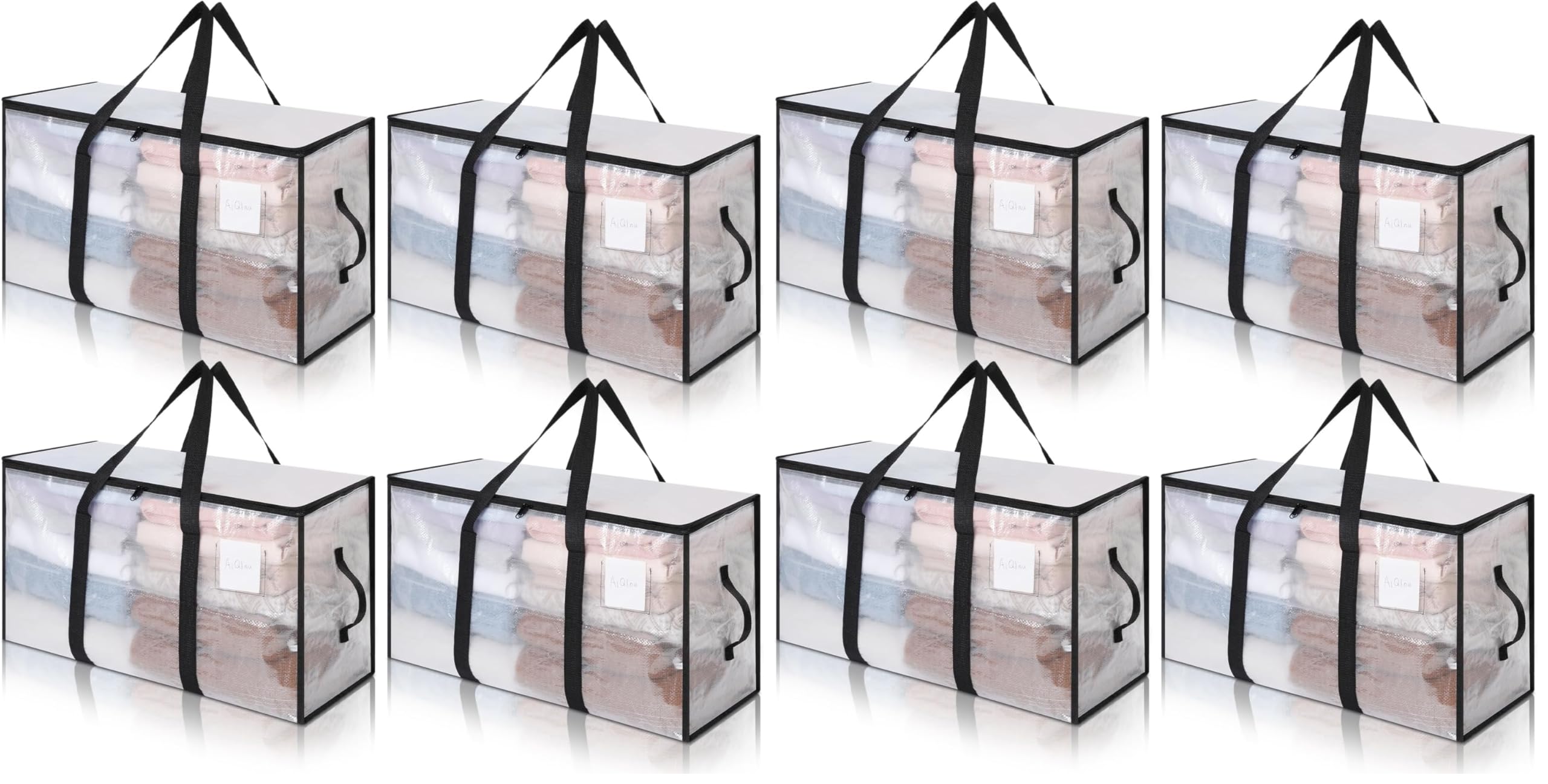 Cozary 4 Piezas Bolsas para Guardar Ropa Transparentes 94L, Organizador Armario Plegable, Cajas Almacenaje con Asas para Edredón Mantas Mudanza Móviles Juguetes (Paquete de 2)