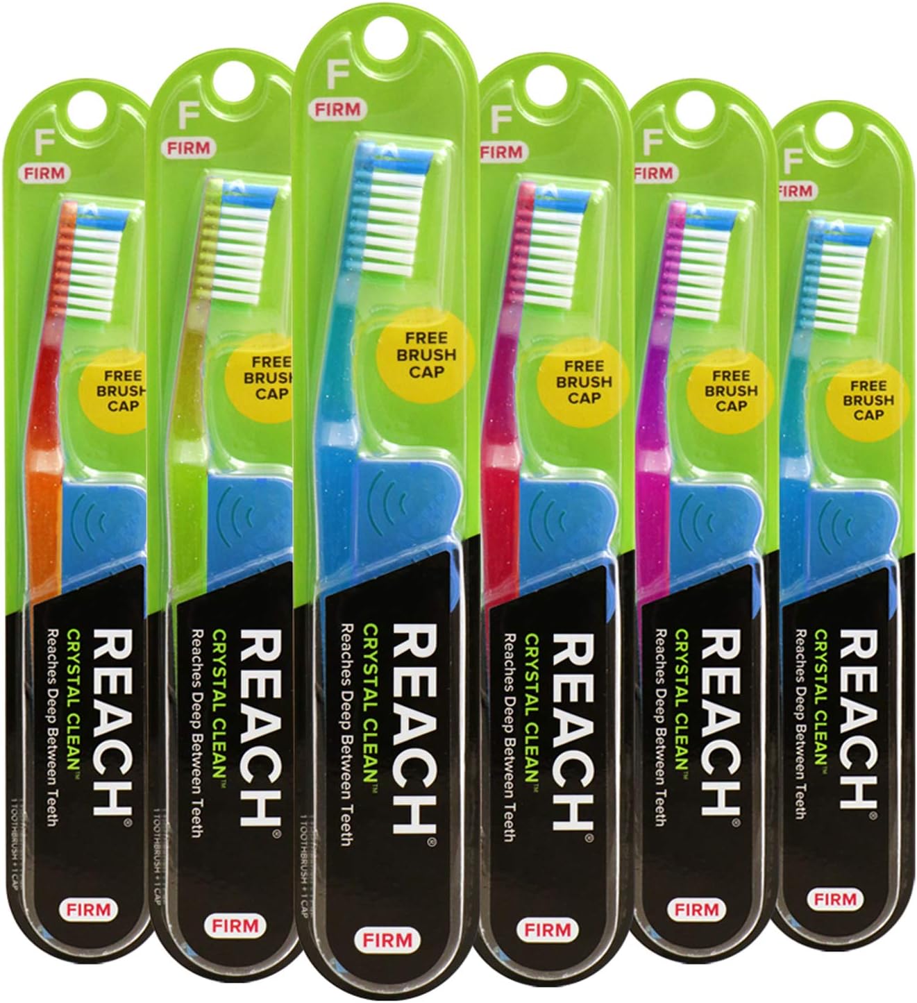 Crystal Clean Toothbrush, Firm Bristles, 1 Count, Pack of 6