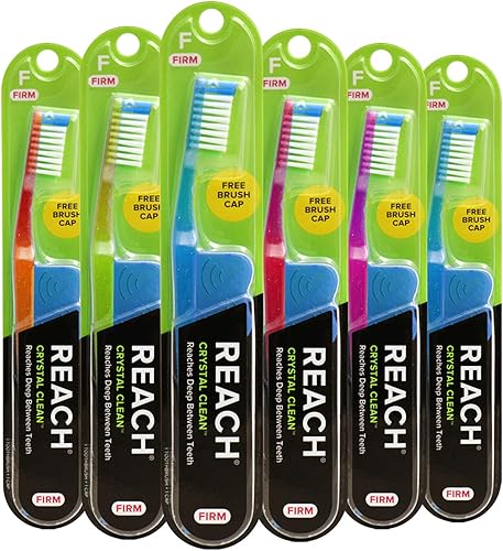 Reach Crystal Clean - Cepillo de dientes con cerdas firmes, 1 unidad, paquete de 6