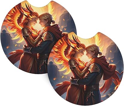 Ember Embrace Print Car Cup Coaster, Car Cup Mats for Women and Man Accessories Universal for Car, SUV, Truck 2PCS