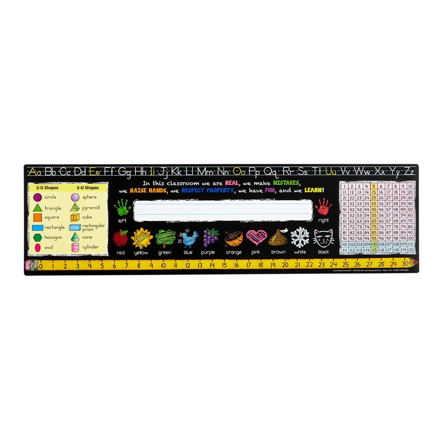 Really Good Stuff Chalkboard Style Grades K-2 Self-Adhesive Vinyl Desktop Helpers - Set of 24 | Student Desk Name Tags | Pre-Cut, Durable, and Versatile
