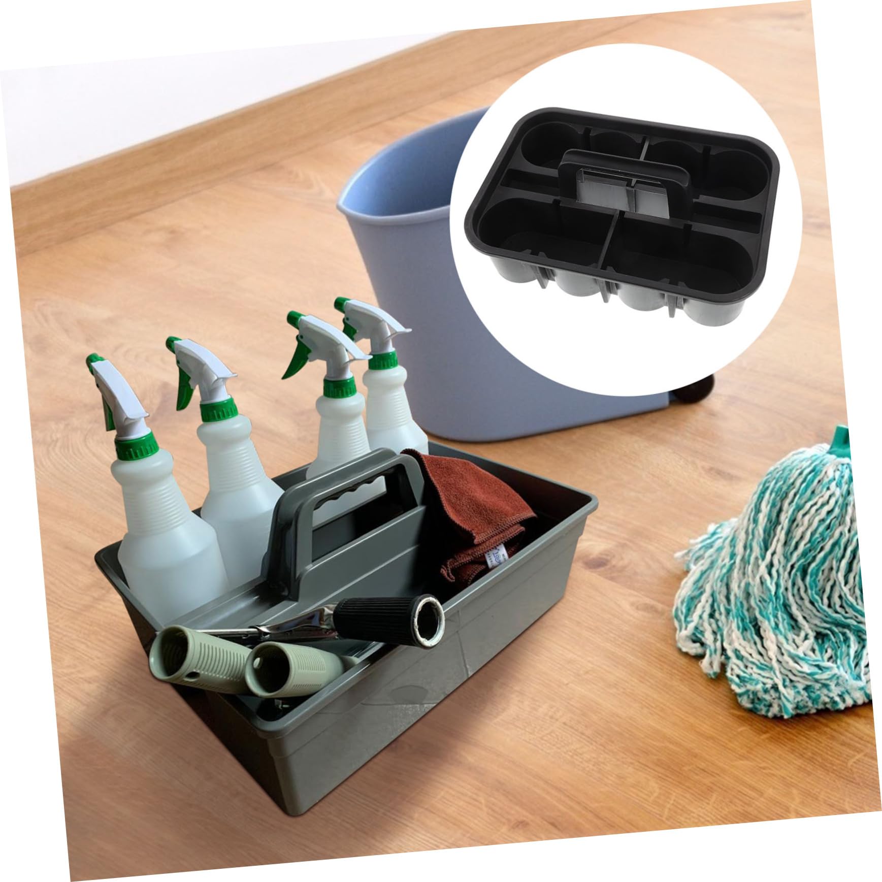 Cesta de Limpieza Portátil con Compartimentos para Herramientas de Automóvil Organizador de Plástico con Resistente para Lavado de Vehículos