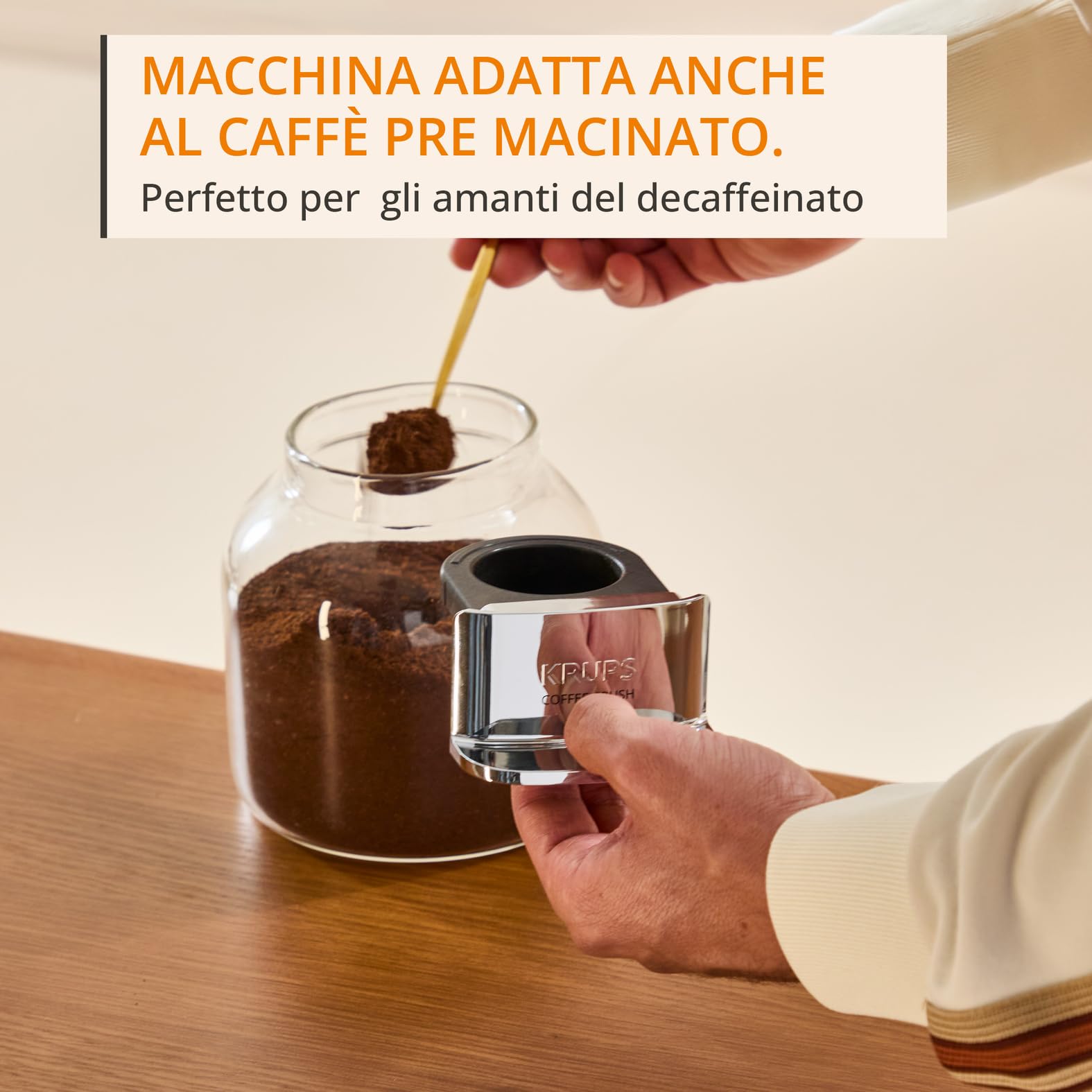 KRUPS Coffee Crush Edition, Macchina per Caffè Automatica, Design Compatto, Caffè espresso, Caffè Filtro, Lancia per Latte, SA404BE1