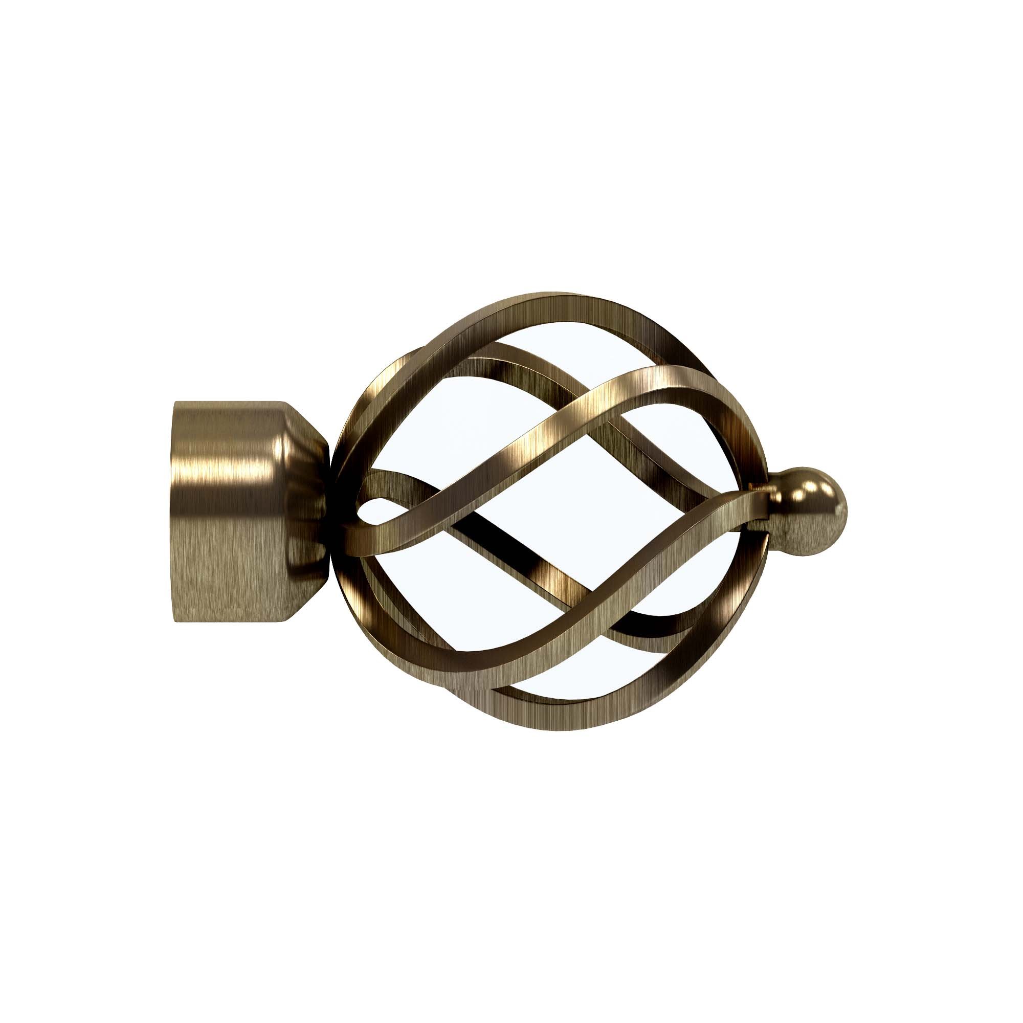 Speedy Antique Brass Poles Apart Cage Finial, 28 Mm, Pack Of 2