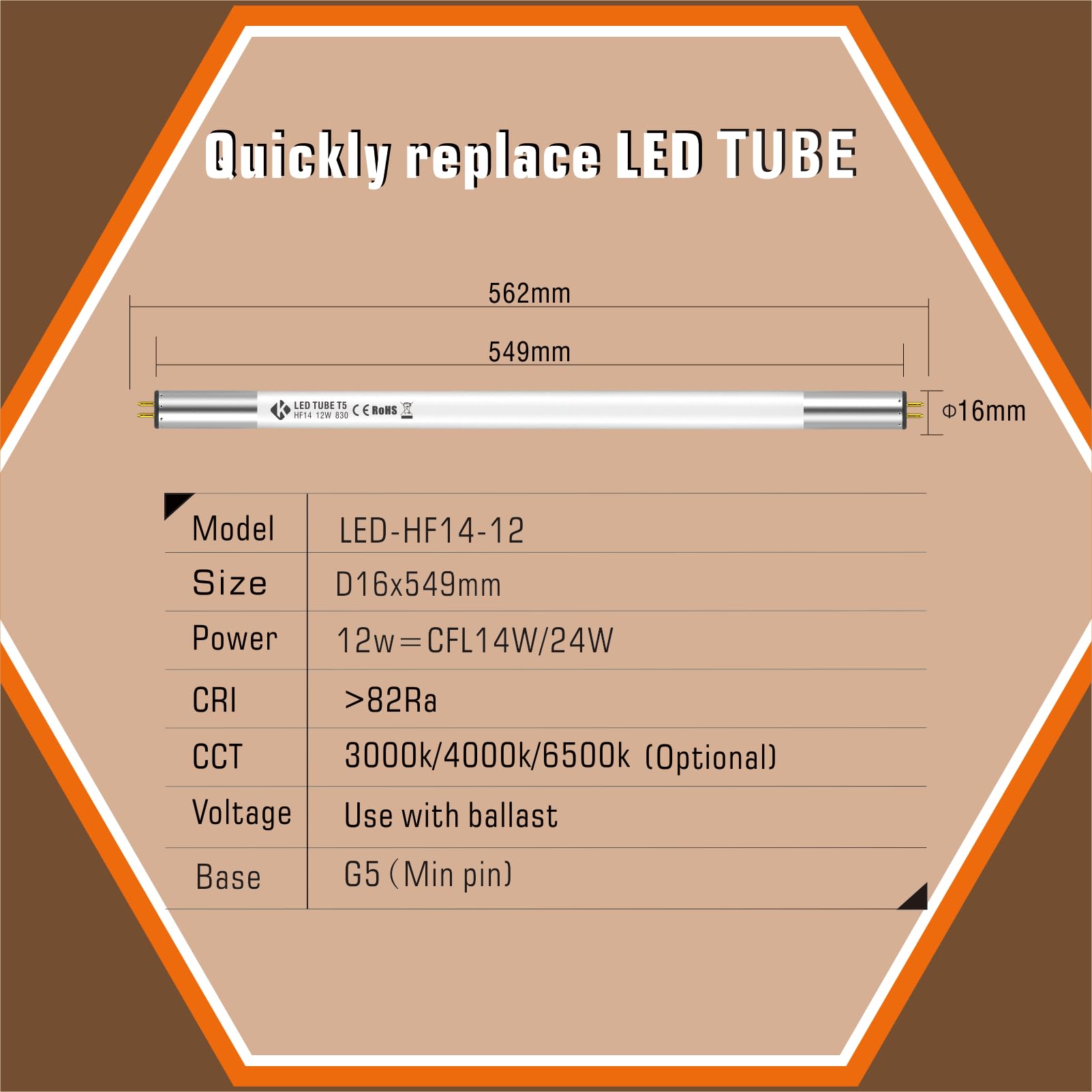 Lot de 2 tubes LED T5 Plug & Play - 549 mm - 3000 K - 1650 lm - 12 W - Remplacement et compatibilité avec les tubes EVG KVG Cfl t5 HE14w/HO24w - Tube fluorescent LED T5 - Démarrage instantané