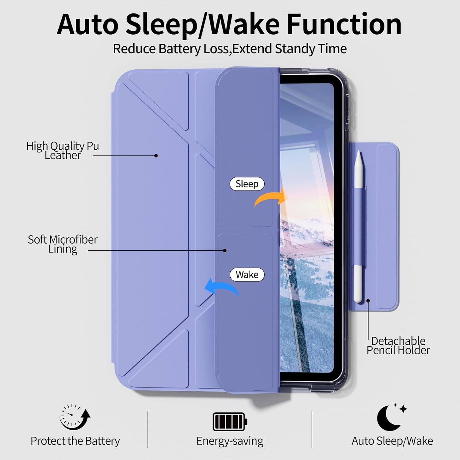 Hybrid Case for iPad (A16) 11 inch 2025 / 10th Generation 10.9 inch 2022, 2 in 1 Detachable Trifold & Y-Fold Cover with Clear Back, Magnetic Buckle, Shockproof Frame, Auto Wake/Sleep, Purple
