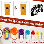 PRAKI Ensemble de 30 contenants alimentaires hermétiques pour organisateurs et rangement de cuisine, sans BPA, canisters en plastique avec couvercles - Céréales, farine et sucre, inclut 40 étiquettes, 6 cuillères et marqueur | Contenants de rangement en plastique pour céréales, farine, sucre.