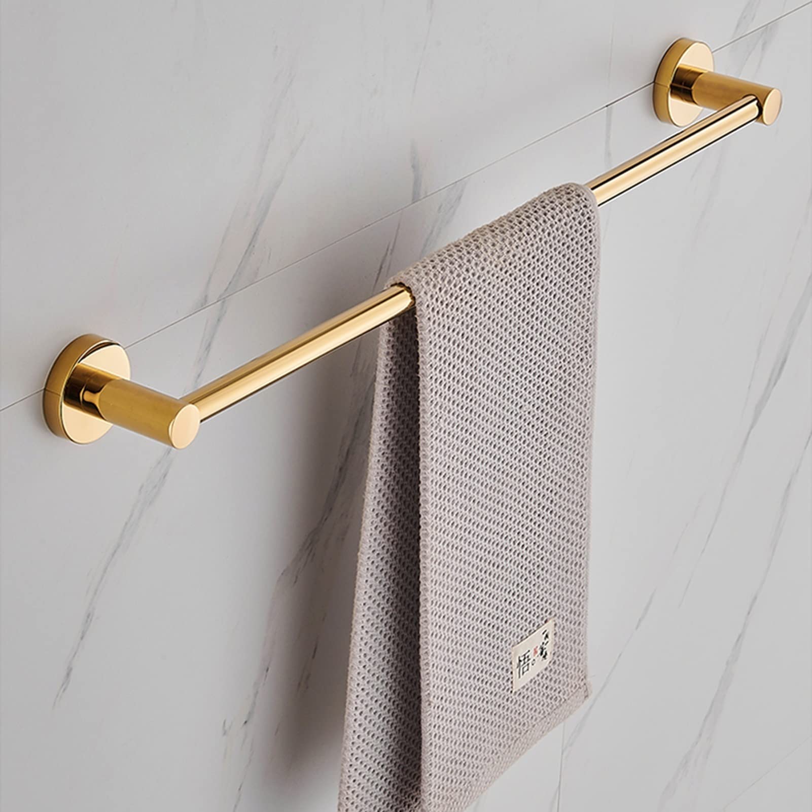 Toallero Individual, de Acero Inoxidable, de 30 cm a 80 cm, Soporte de Pared para baño o Cocina, Acabado Dorado Pulido (tamaño: 70 cm).