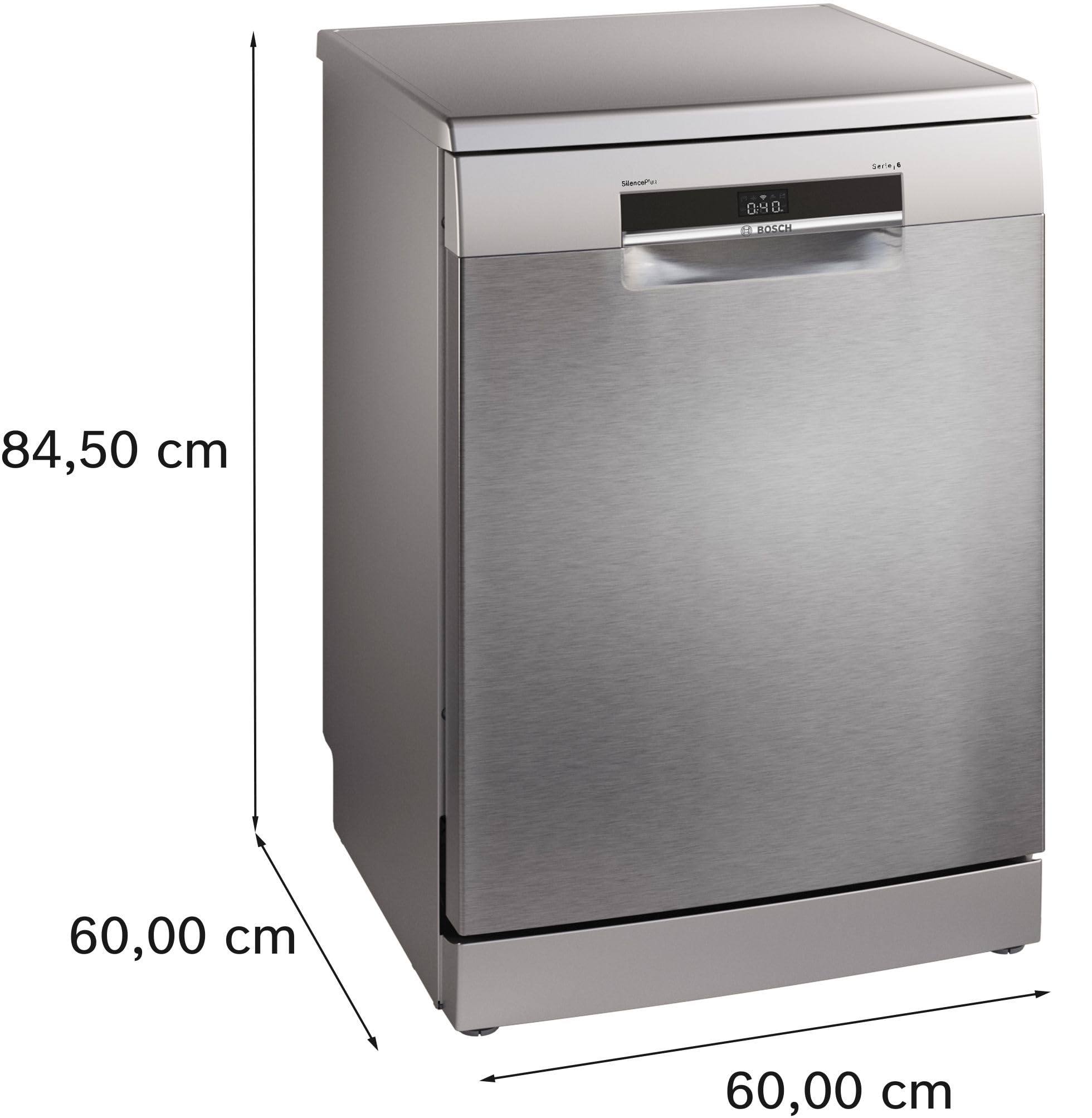 Bosch SMS6ECI15E Serie 6, Lavastoviglie Smart da libera installazione, Cestelli personalizzabili, Motore EcoSilence Drive, Lavaggio intensivo, 14 coperti, Acciaio, 60cm.