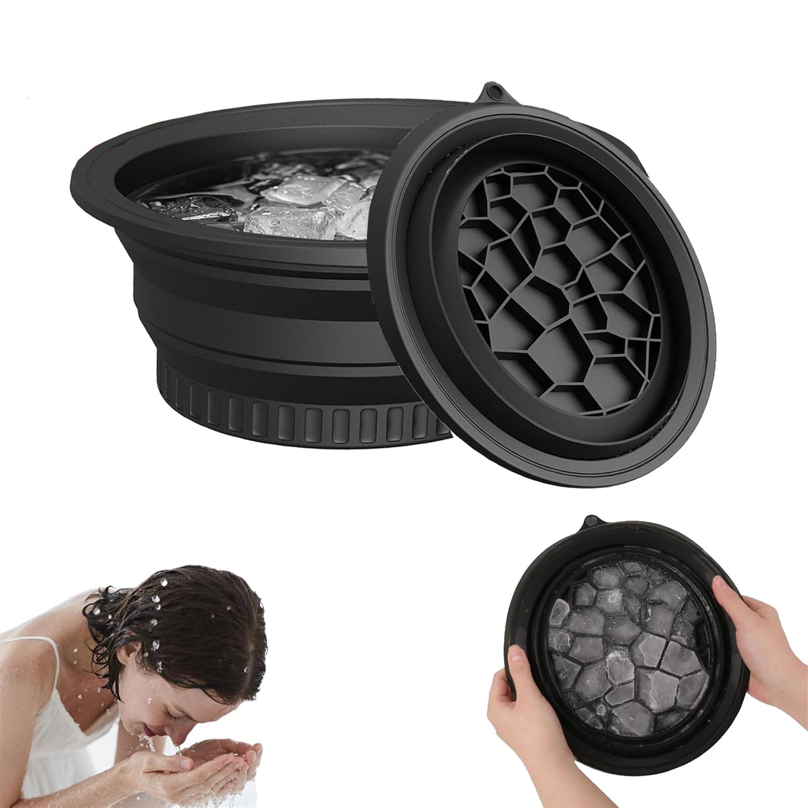 Face Ice Bath Bowl, Ciotola pieghevole per il bagno di ghiaccio del viso, in silicone, portatile, pratico accessorio per la casa di viaggio, per alleviare il gonfiore, allevia la pelle, Pore
