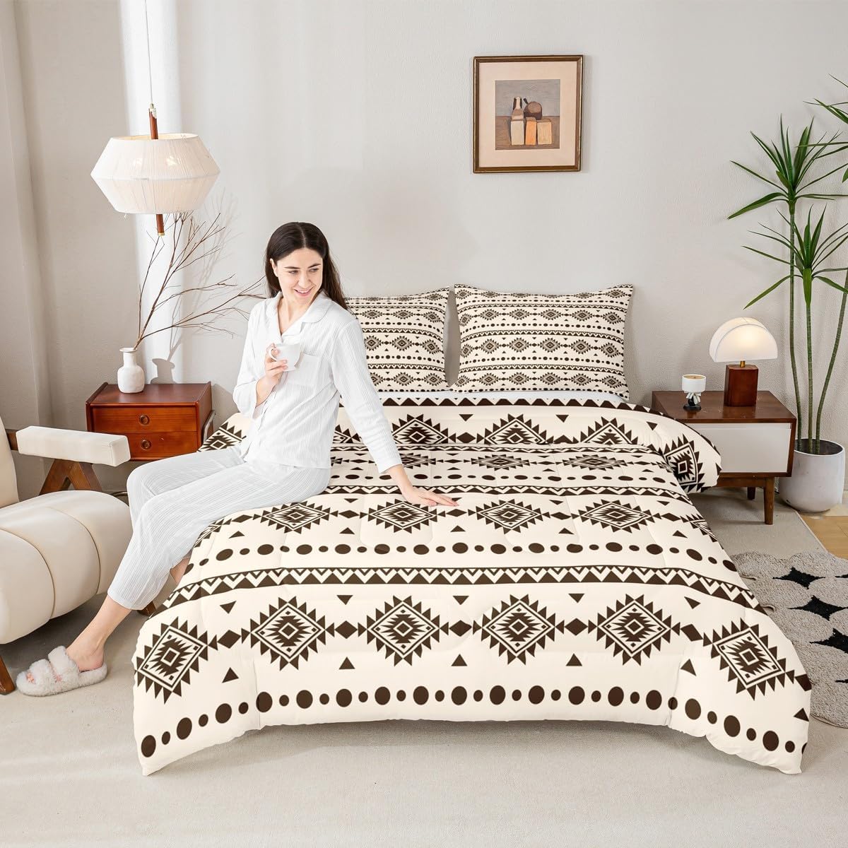 Erosebridal Western Aztec Comforter Set Queen Size, Bohemian Decor Bedding Set for Boys Girls Women Men Bedroom, Exotic Tribal Down Comforter, Geometric Southwestern Farmhouse Quilt - Image 5