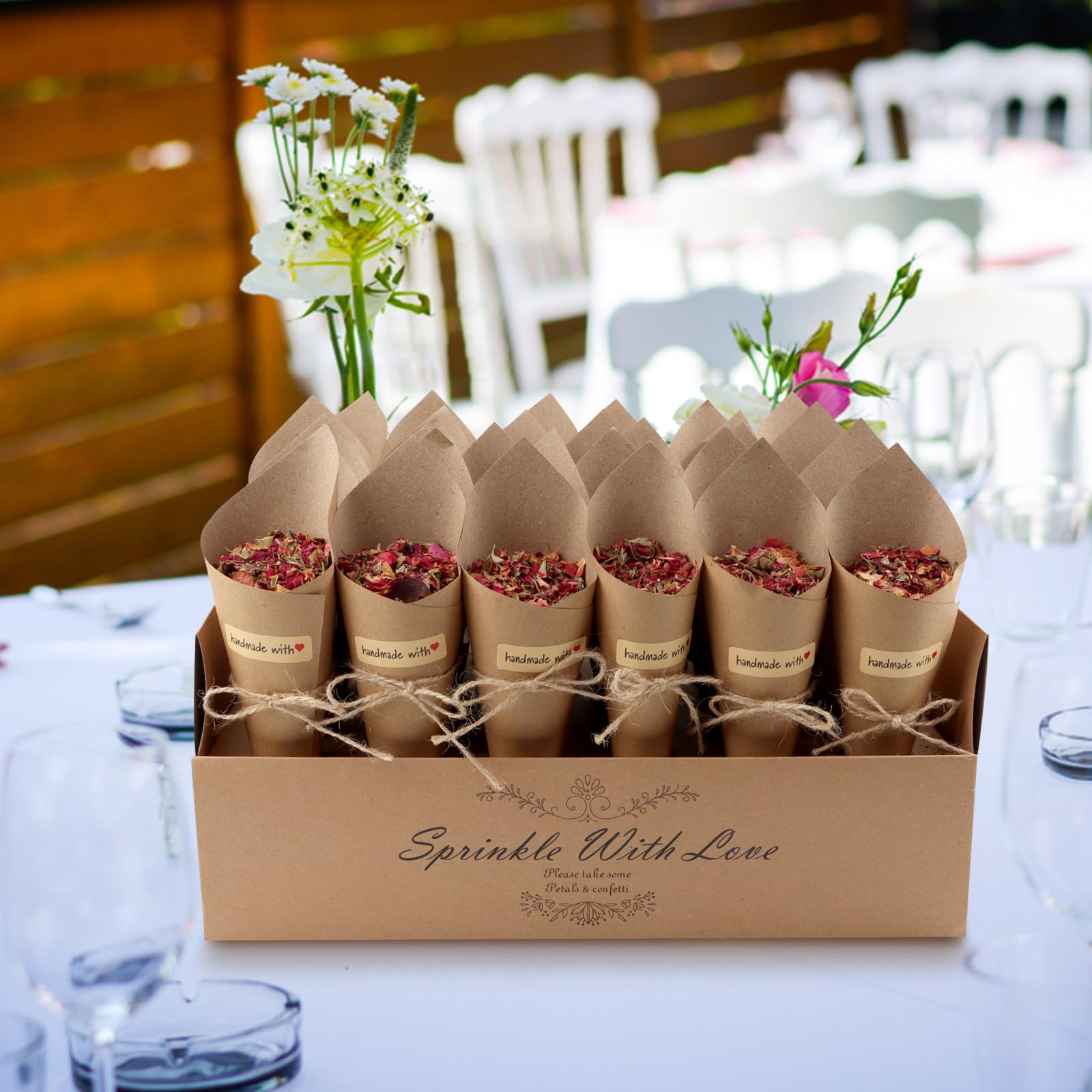 Coni Portariso Per Matrimoni - 60 Pezzi In Carta Kraft Con Accessori - Per Lancio Riso E Coriandoli - Foto 8