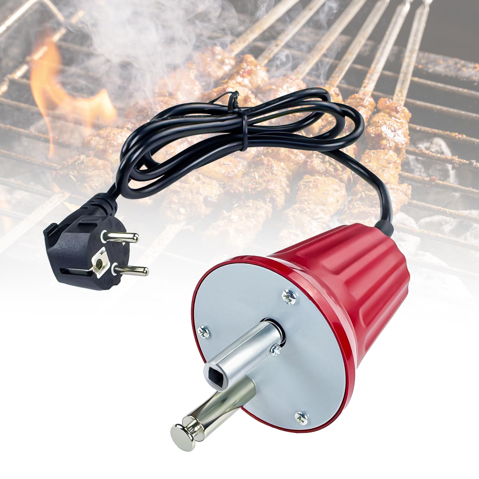 Moteur Tourne Broche de Barbecue, 220V-240V Moteur de Grill ExtéRieur Portables Accessoire pour Support de RôTi de Barbecue pour Viandes RôTies Cochon de Lait RôTi Pique-Nique