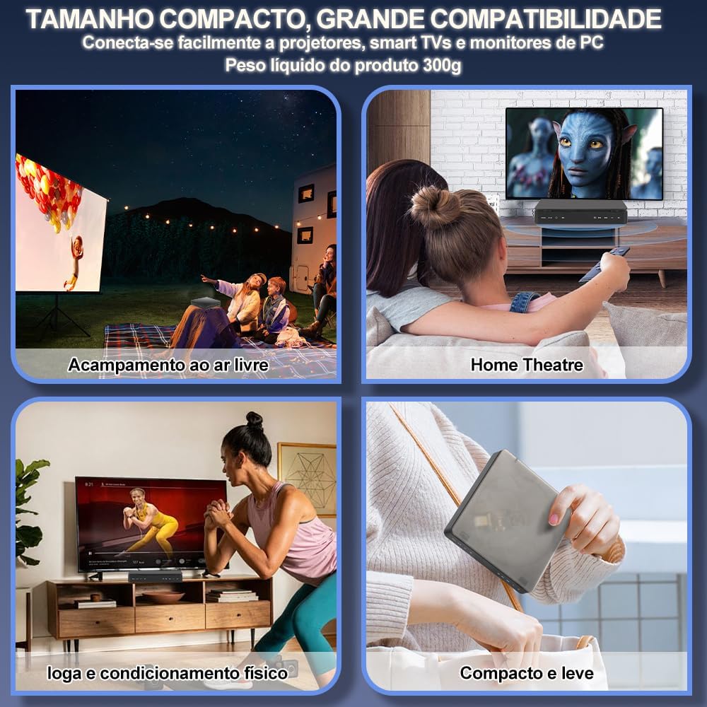 Mini Leitor de DVD HD - Dvd Player, Cd Player, Dvd Player Hdmi, Leitor de Dvd, Aparelho Dvd, Leitor de Cd, Toca Cd, Cd Player Portatil, Leitor de Dvd Externo, Fonte de Alimentação DC-5V-2AUSB
