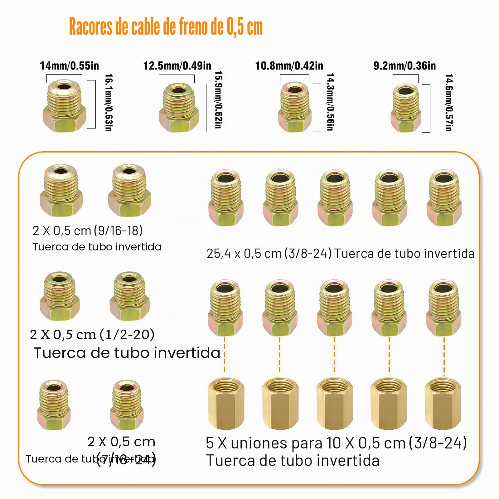 Kit de herramientas para ampliar las líneas de freno, línea de freno de acero 7,6 m, diámetro 4,75 mm, con 16 accesorios + 5 conectores, ideal para sistemas de frenos hidráulicos de coche