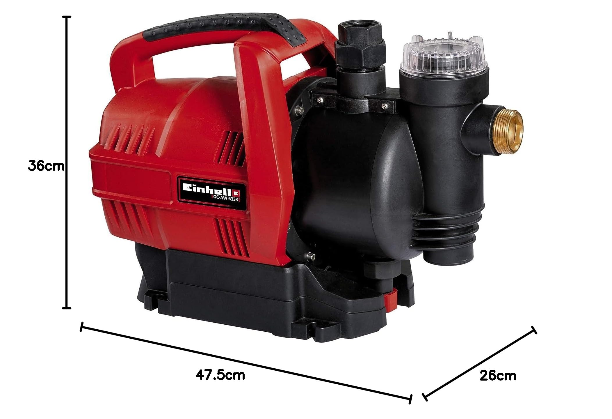 Einhell GC-AW 6333 Pompa autoadescante (630 W, portata max 3300 L/h, prevalenza 36 m, altezza aspirazione max 8m, pressione max 3,6 bar, prefiltro integrato, funzione automatica)