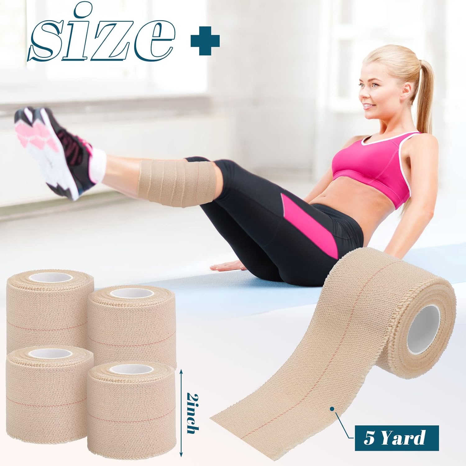 30 Rolls Adhesive Elastic Tape Bandage Tape Self Adhesive Wrap Elastic Flexible Stretch Bandages for Sports Support Animal Pets(2 Inch x 5 Yard)