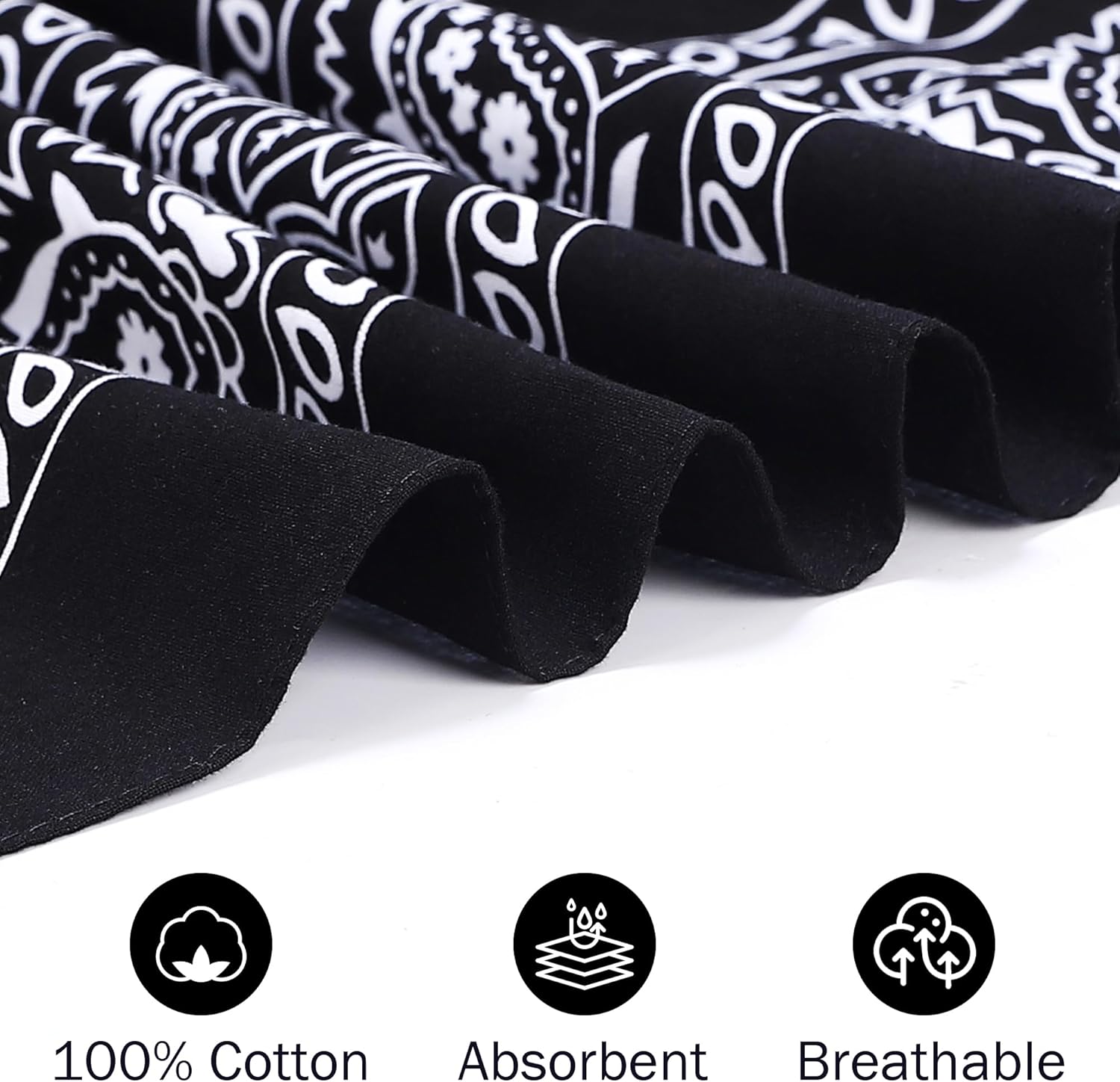 100% Cotton 27" x 27" Large Bandanas for Men & Women, Multi-Purpose Bandana Headbands, Square Head Scarf - Image 4