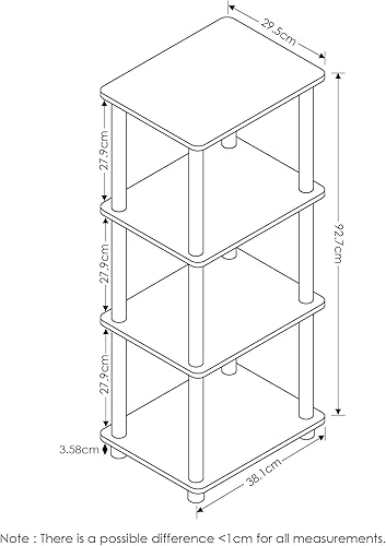Miniatura 6 de Furinno Turn-N-Tube - Estante para 2 espacios y 3 estantes espaciales, nogalmarrón