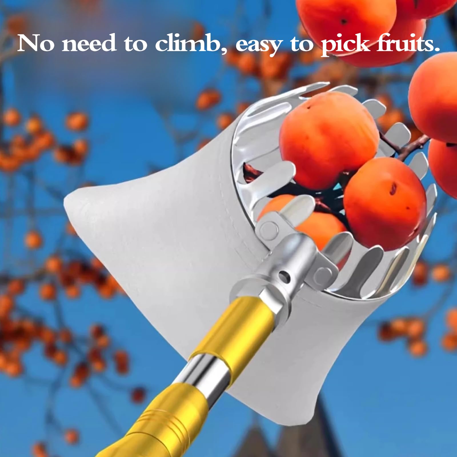 Raccoglifrutta Estensibile,Raccogli Frutta con Palo in Acciaio Inox Leggero,Bastone Raccogli Frutta,Facile da Montare,per Limoni Mele Prugne Pere Ciliegie Arance Mango