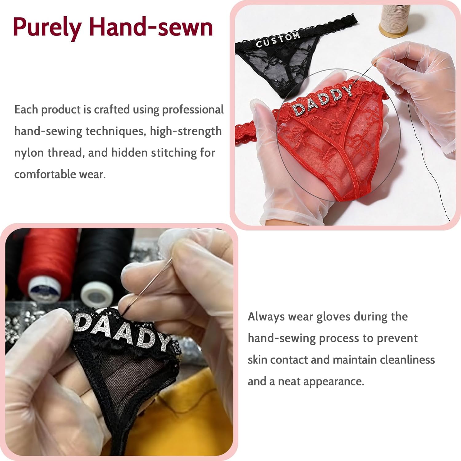 Personalized Thongs with Names, Custom Thongs with Name On It, Lace Underwear Panties Valentines Day Gift for Couples - Image 3