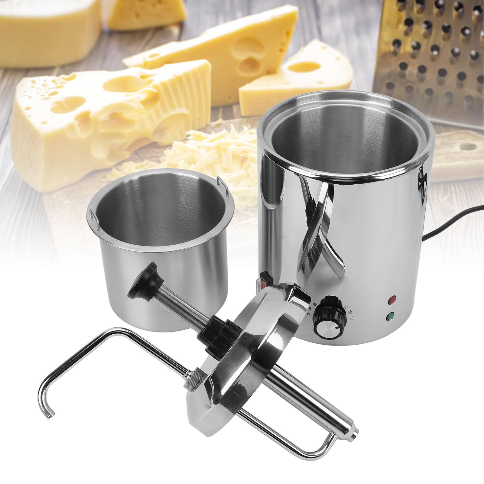 Pongnas Calentador Comercial de Queso para Nachos con Bomba, Rotación de 360 ​​Grados, Dispensador de Sirope de Chocolate Caliente de Acero Inoxidable con Control de Temperatura d (Enchufe Europeo