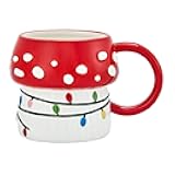 Mushroom Gnome Stoneware Hand Painted 17oz Mug, for Coffee, Tea, Hot Chocolate, Water, Microwave & Dishwasher Safe