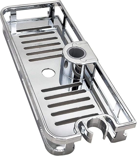 ALEOHALTER Hanging Shower Caddy Shelf, Shelf Organizer No Drilling Fits for 24mm-25mm Shower Pole Rail Rod, Bathroom Shower Shelf Liftable Storage Rack (size:285x40mm)