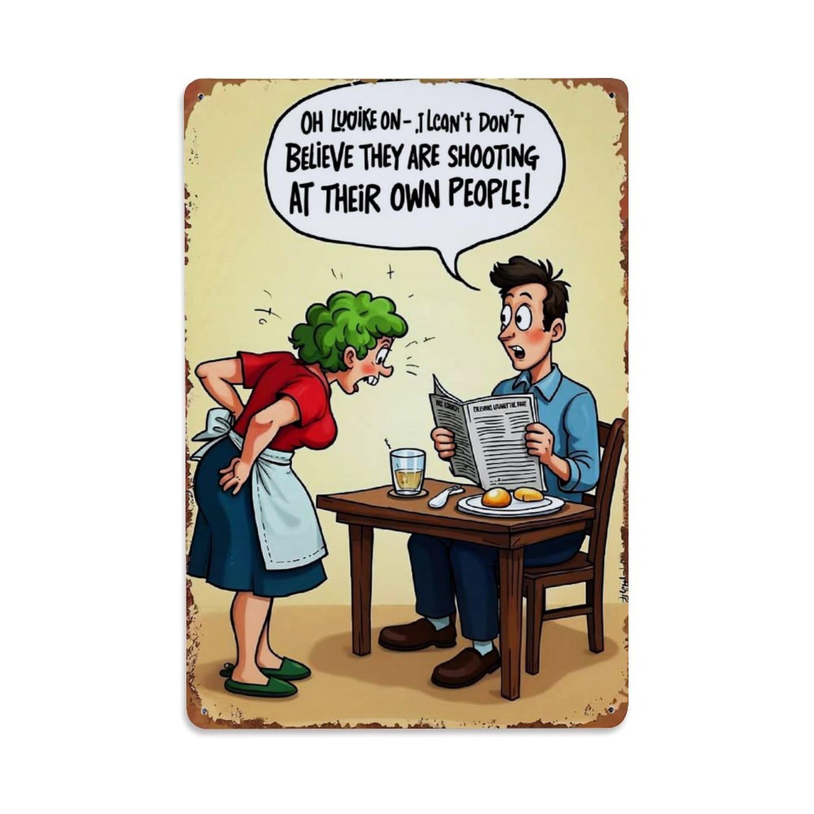 Jdfenggu Vintage Comic Strip Style Artwork Retro Metal Tin Sign, Decor Art Poster For Bar, Home, Man Cave, Kitchen, Laundry Room Gift 8X12inch