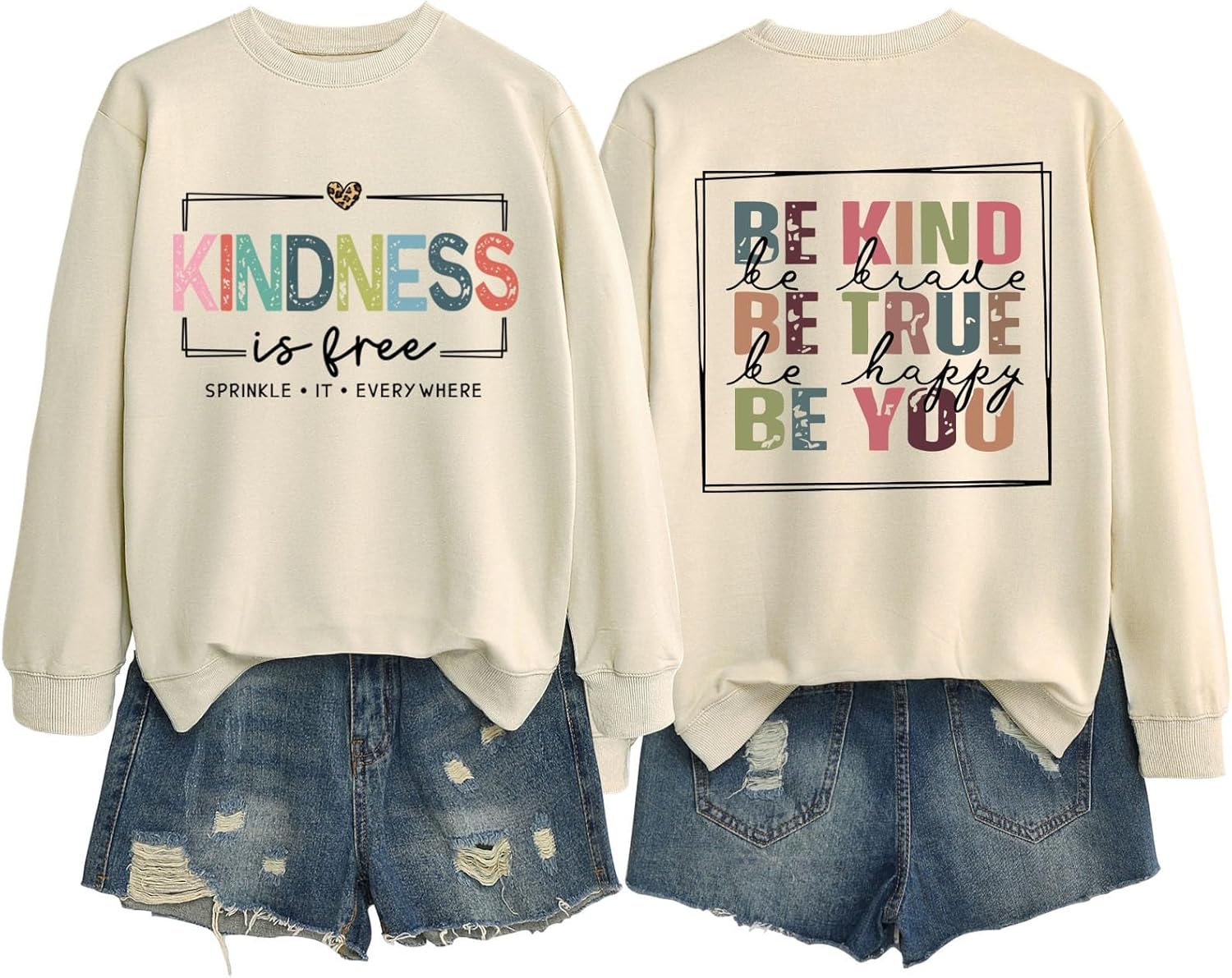 Kindness Is Free Sweatshirt Women Long Sleeve Be Kind Shirt Teacher Teach Inspirational Sayings Pullover Tops
