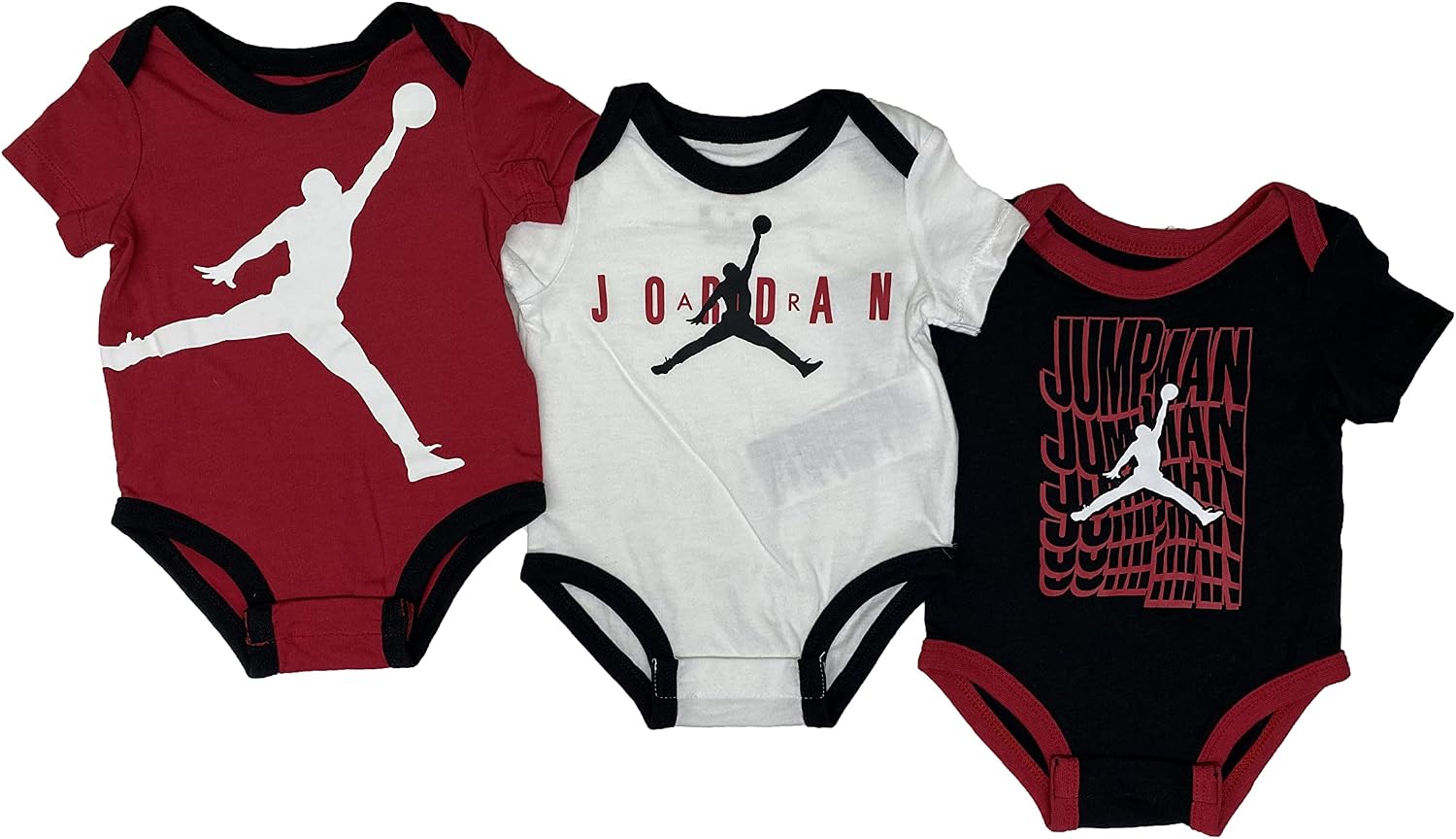 Nike Jordan Baby Assorted Bodysuits 3 Pack (B(555988-023)/W, 3 Months)