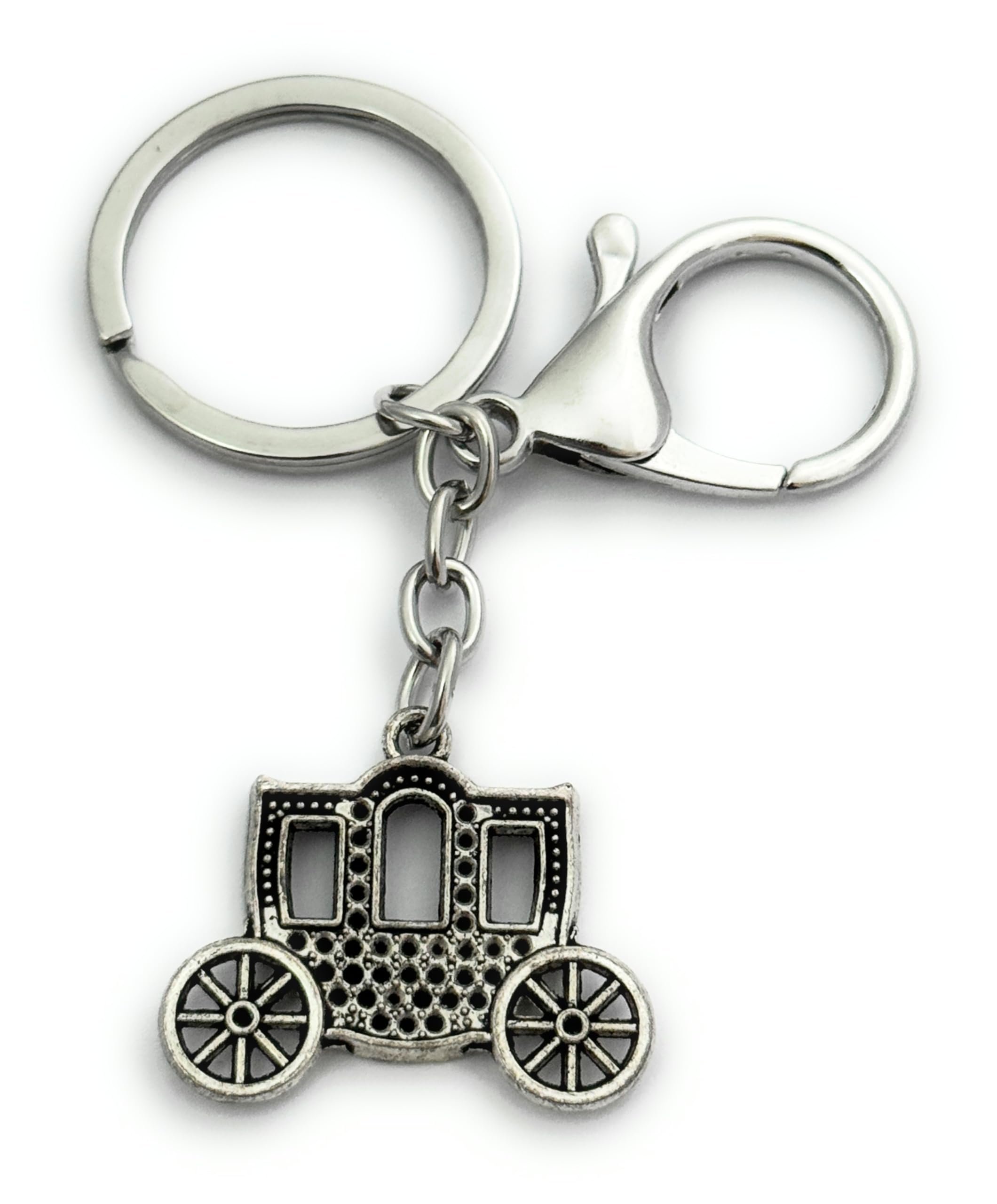 Royal Princess Carriage Keyring Key Ring and Lobster Clasp with Silver Tone Charm