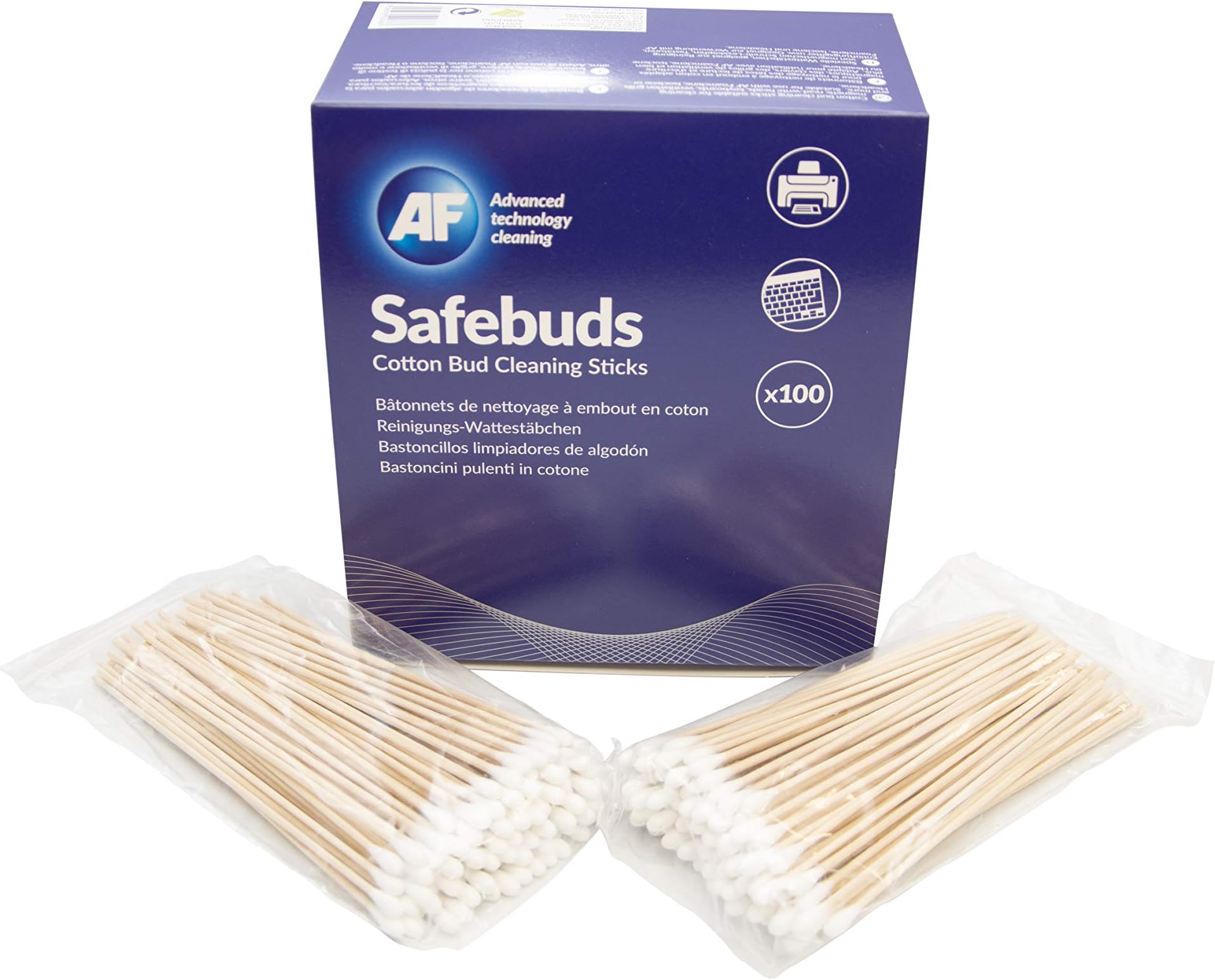 AFSafebuds - Cotton Bud Cleaning Stick - 10 x 100 Resealable Bags of Safebuds, SBU000