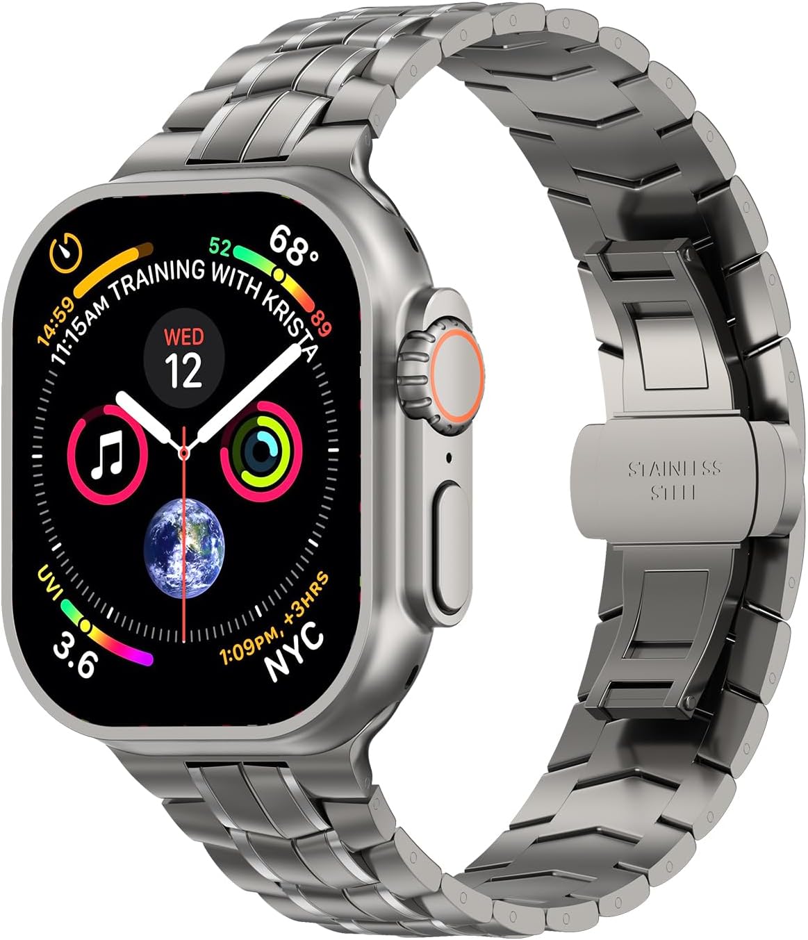 Titanium Ultra/Ultra 2 Band Compatible with Apple Watch for Men 49mm 46mm 45mm 44mm 42mm, Adjustable for iWatch Ultra Band Series 10/9/8/7/6/5/4/3/2/1/SE (TI-Titanium03)