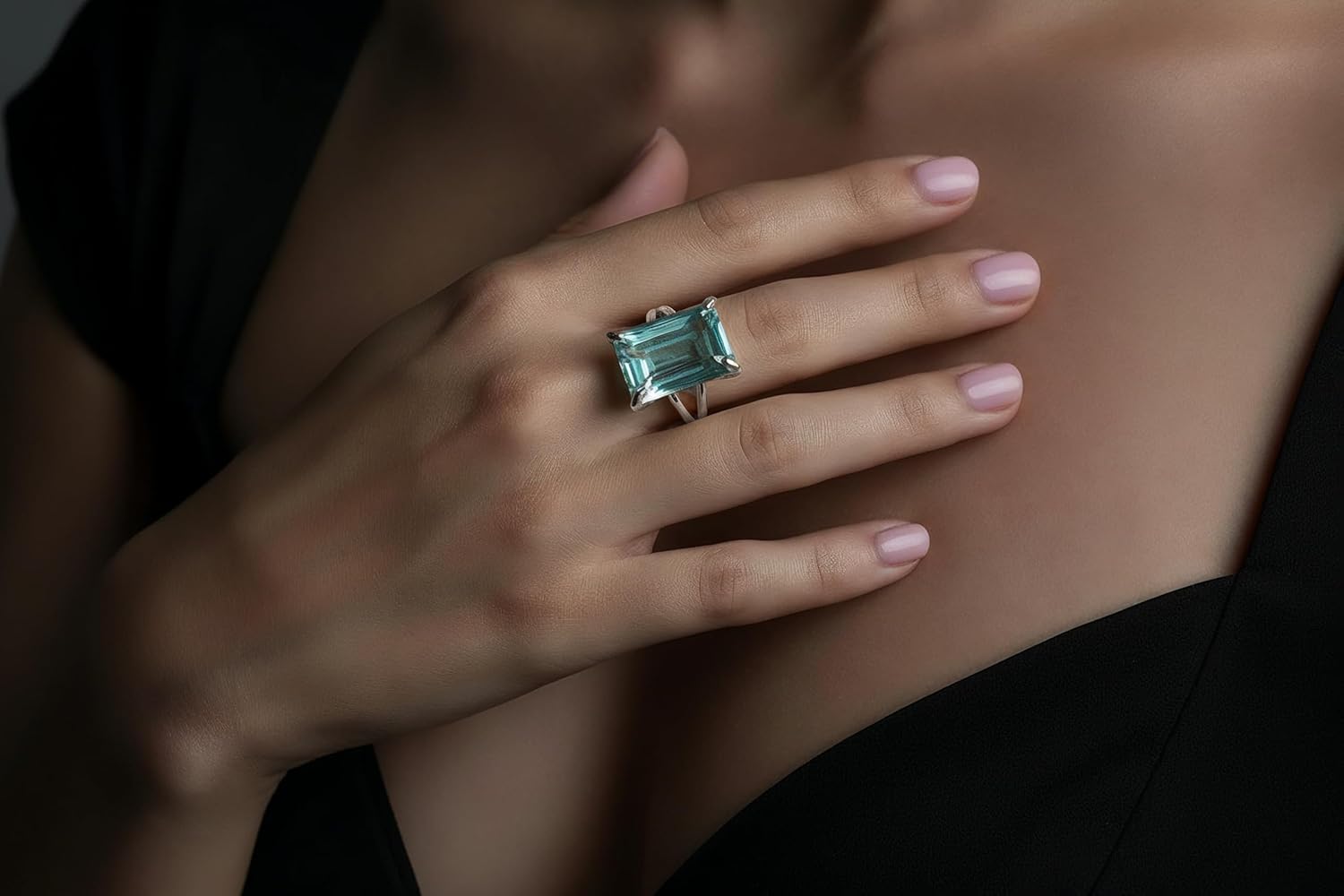 Blue Topaz Ring - Handmade Statement and Birthstone Jewelry Rings - Custom Gold Fashion Rings for Women - Customizable Jewelry for Birthday, Bridesmaid, Wedding, Anniversary