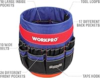 Vista 4 de WORKPRO Bucket Tool Organizer with 51 Pockets Fits to 3.5-5 Gallon Bucket (Tools Excluded)