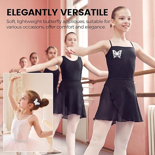 Miniatura 4 de 34 piezas de apliques de mariposa blanca, 10 estilos únicos, adornos de encaje, parches de mariposas bordadas de tela de organza para manualidades