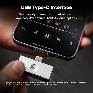 Linsoul Kiwi Ears Allegro Mini Portable IEM DAC, in Ear Monitor Amplifier, USB C to 3.5/4.4mm Output, with Custom Chip, High Resolution 32bit/384kHz, HiFi Earbuds Amp for Phone/PC (Silver)