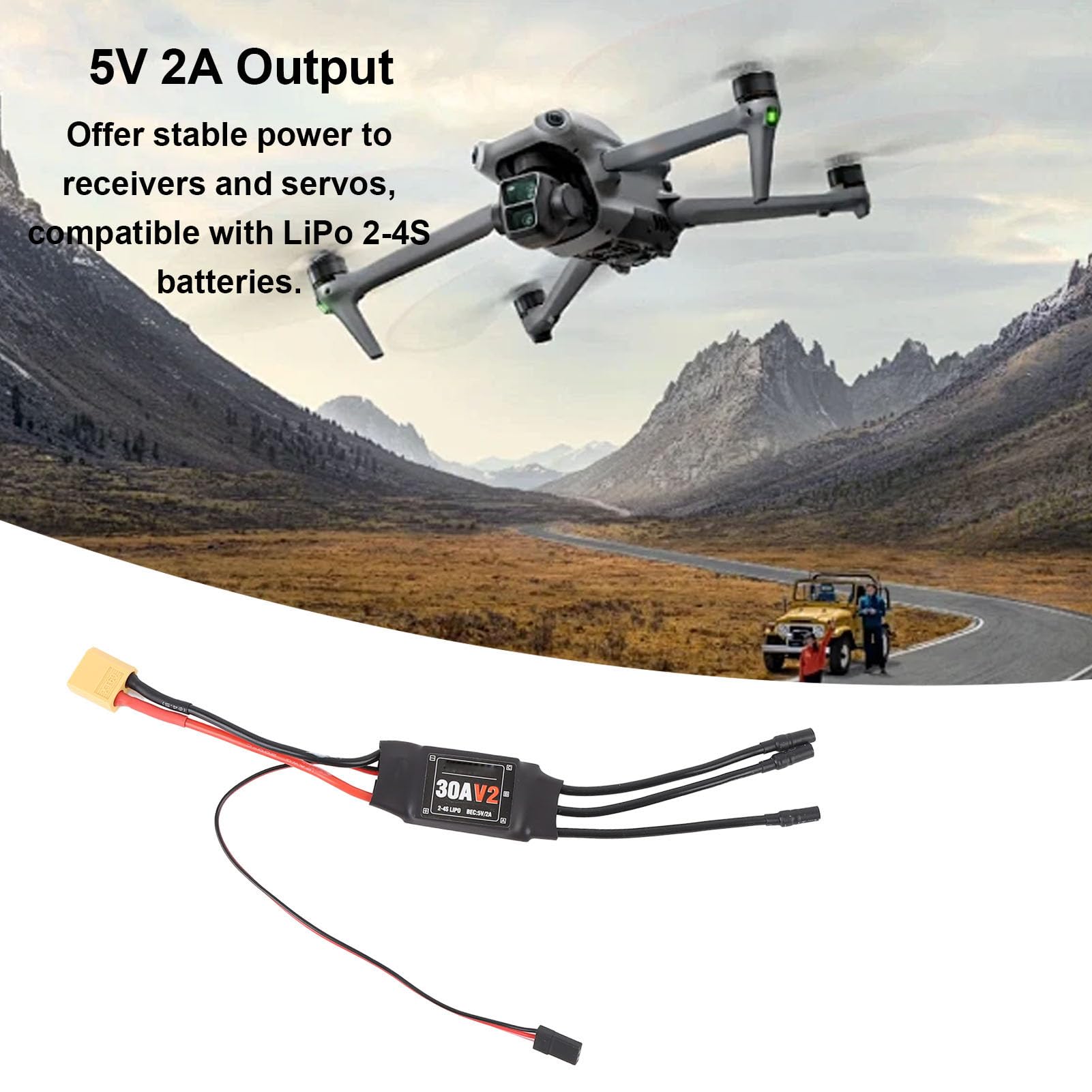 BuyWeek Brushless ESC, 30A XT60 Regolatore di Velocità in Rame 5V 2A Controller Elettronico di Velocità per Aeromobili Droni