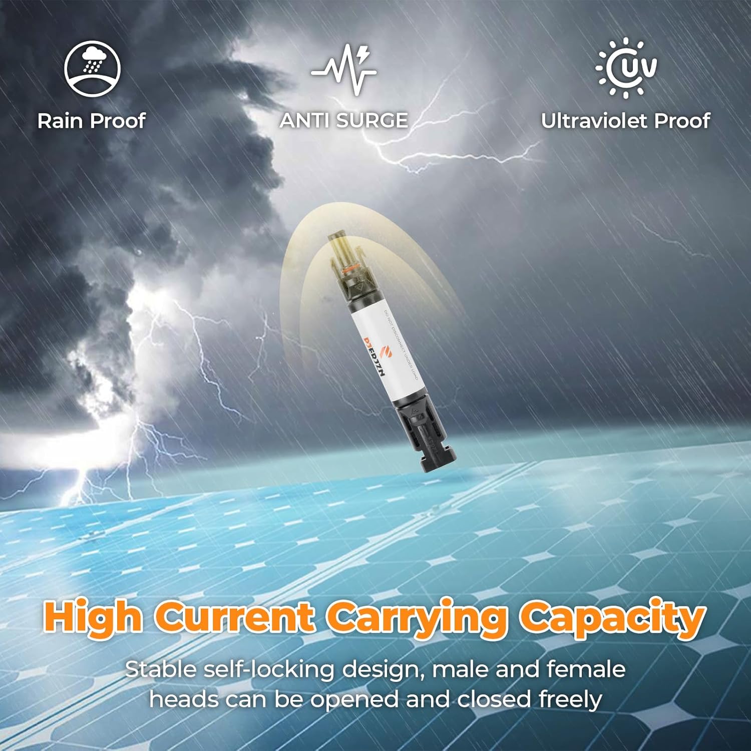 30A Solar Fuse Holder 1000V with Fuse Inline Male and Female Connector 30 Amp PV Fuse for Solar System, Ready to Plug IP67 Waterproof 5 PCS