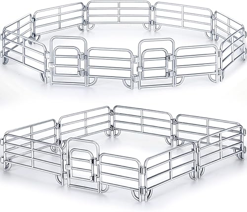 Juego de 40 accesorios de esgrima de corral de caballo, juguete de plástico para valla de granja, granero, paddock, caballos, establo, animales de